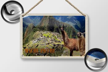 Plaque en étain voyage 18x12cm Ruines Machu Picchu de la ville inca de Lamas 2