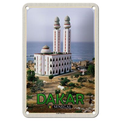 Letrero de chapa de viaje, 12x18cm, Dakar, Senegal, gran mezquita, cartel decorativo