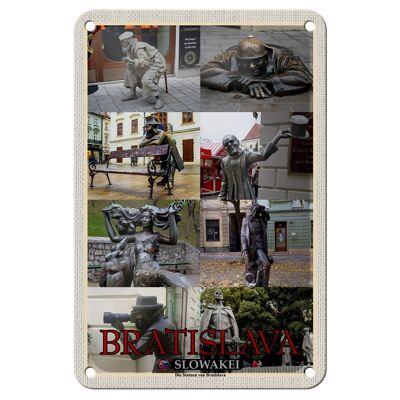 Cartel de chapa de viaje 12x18cm Bratislava Eslovaquia Estatuas de Bratislava