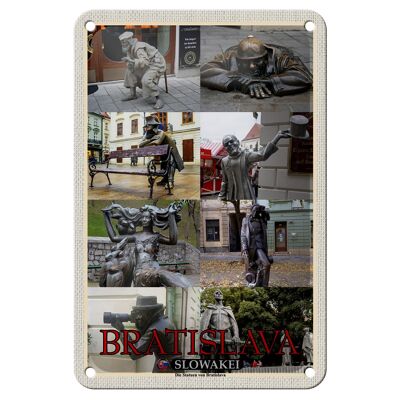 Tin Sign Travel 12x18cm Bratislava Slovakia Statues from Bratislava