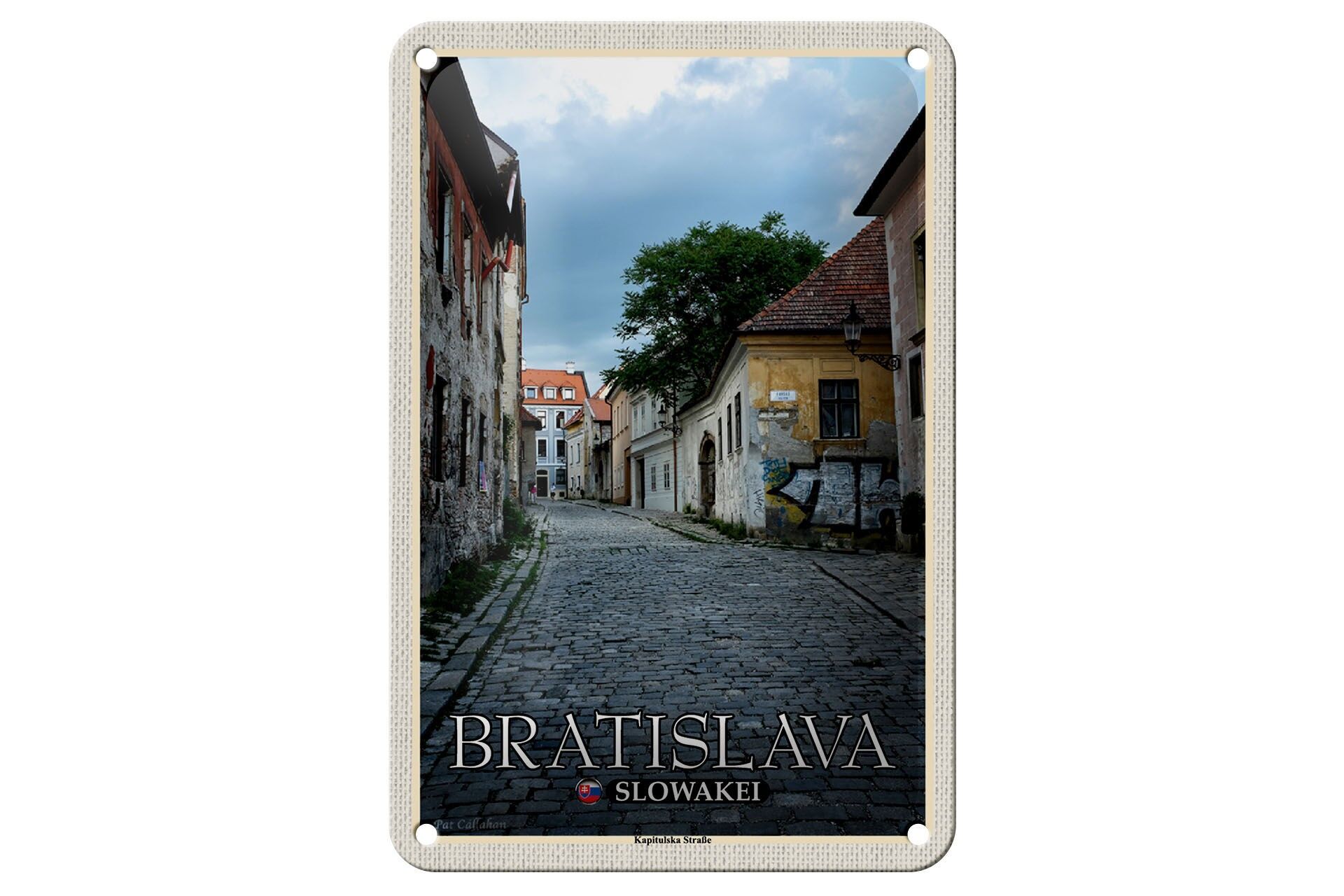 Targa in metallo da viaggio 12x18 cm Bratislava Slovacchia Kapitulska Street