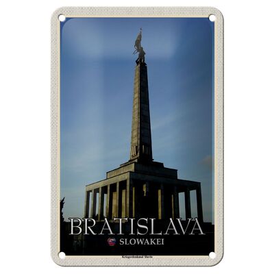 Blechschild Reise 12x18cm Bratislava Slowakei Kriegerdenkmal Slavin