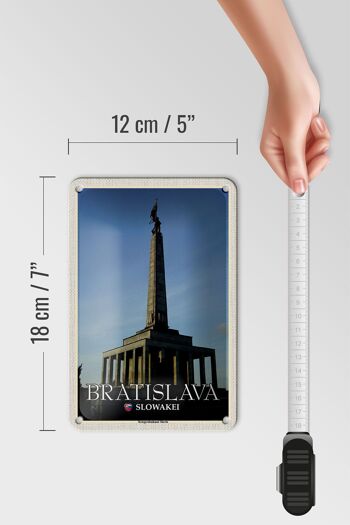 Signe de voyage en étain, 12x18cm, Bratislava, slovaquie, mémorial de guerre, Slavin 5