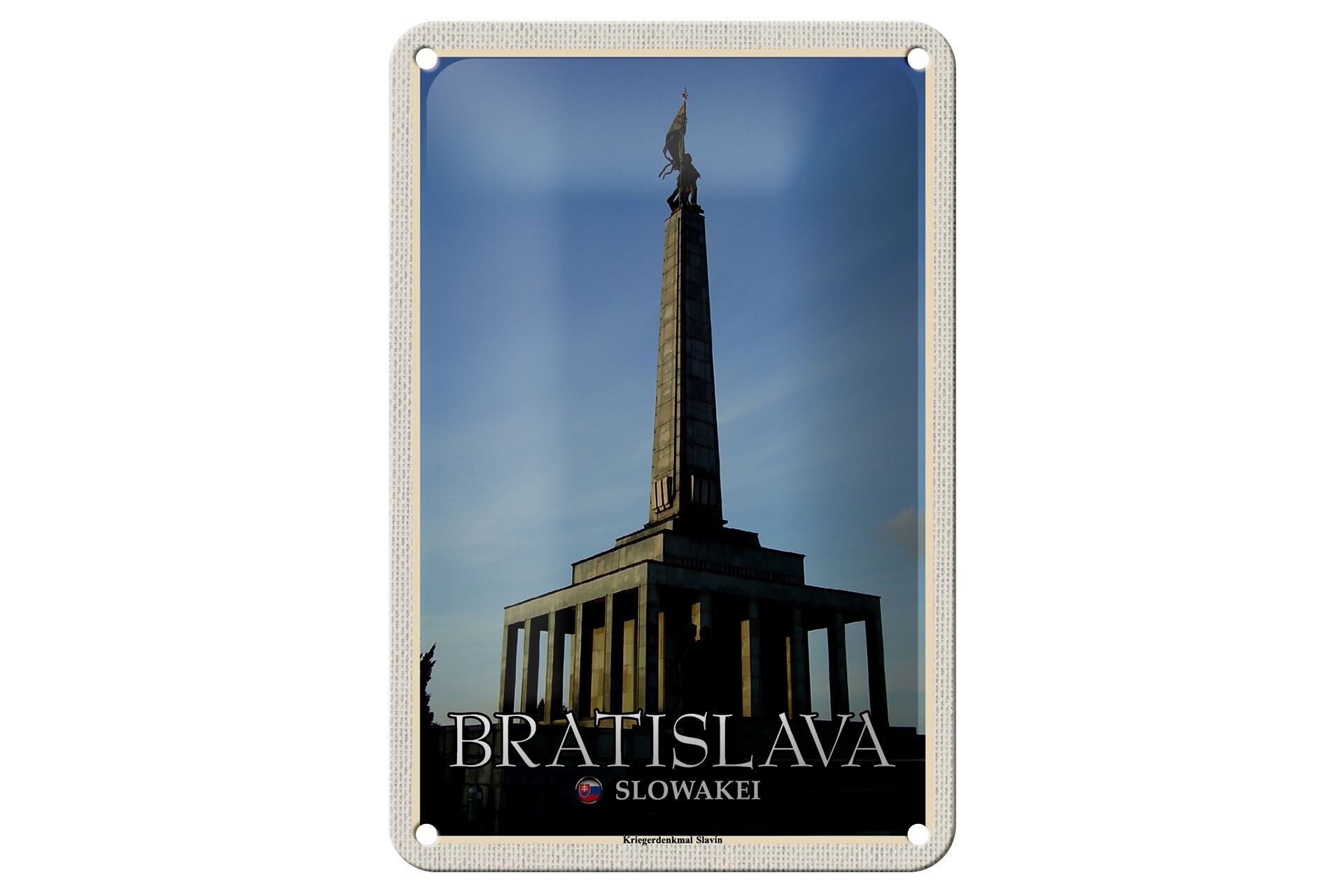Targa in metallo da viaggio 12x18 cm Bratislava Slovacchia Monumento ai caduti Slavin