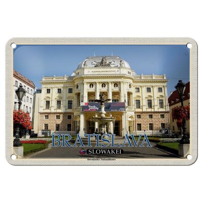 Panneau de voyage en étain, 18x12cm, Bratislava, slovaquie, théâtre slovaque