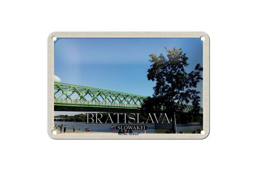 Blechschild Reise 18x12cm Bratislava Slowakei Stary Most Alte Brücke