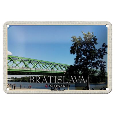 Blechschild Reise 18x12cm Bratislava Slowakei Stary Most Alte Brücke