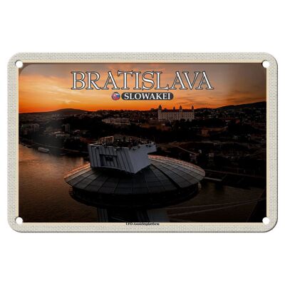 Blechschild Reise 18x12cm Bratislava Slowakei UFO-Aussichtsplattform