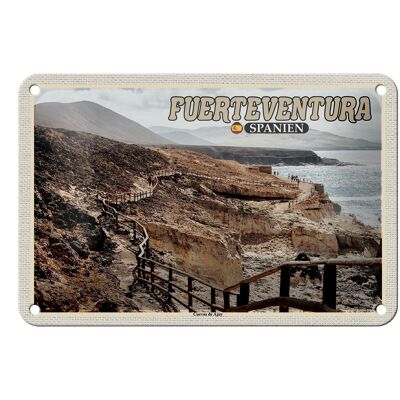 Blechschild Reise 18x12cm Fuerteventura Spanien Cuevas De Ajuy Deko