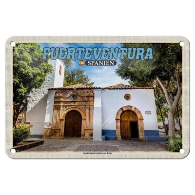 Panneau en étain voyage 18x12cm Fuerteventura Espagne Iglesia Nuestra