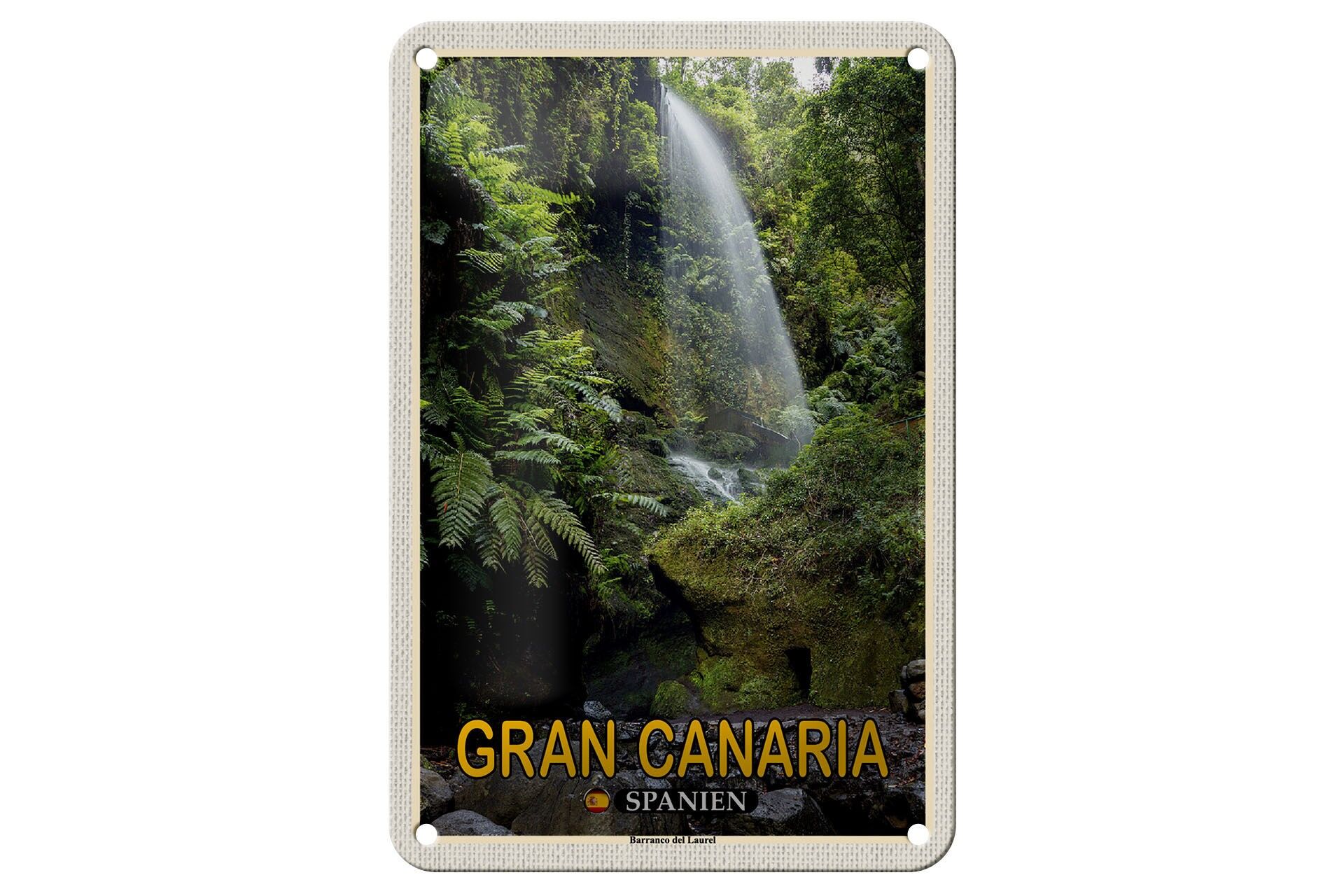 Cartel de chapa Viaje 12x18cm Gran Canaria España Barranco del Laurel