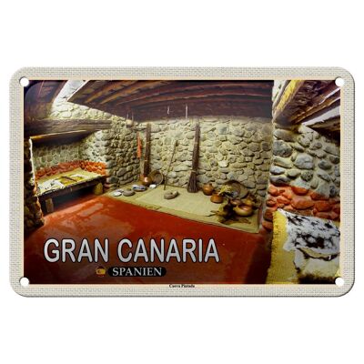 Cartel de chapa de viaje, 18x12cm, Gran Canaria, España, Cueva Pintada