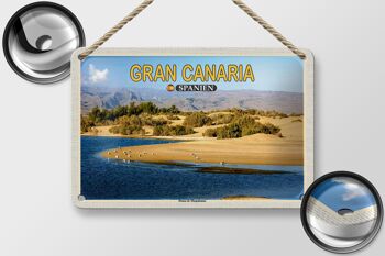 Panneau en étain voyage 18x12cm, Gran Canaria, espagne, Dunas de Maspalomas 2