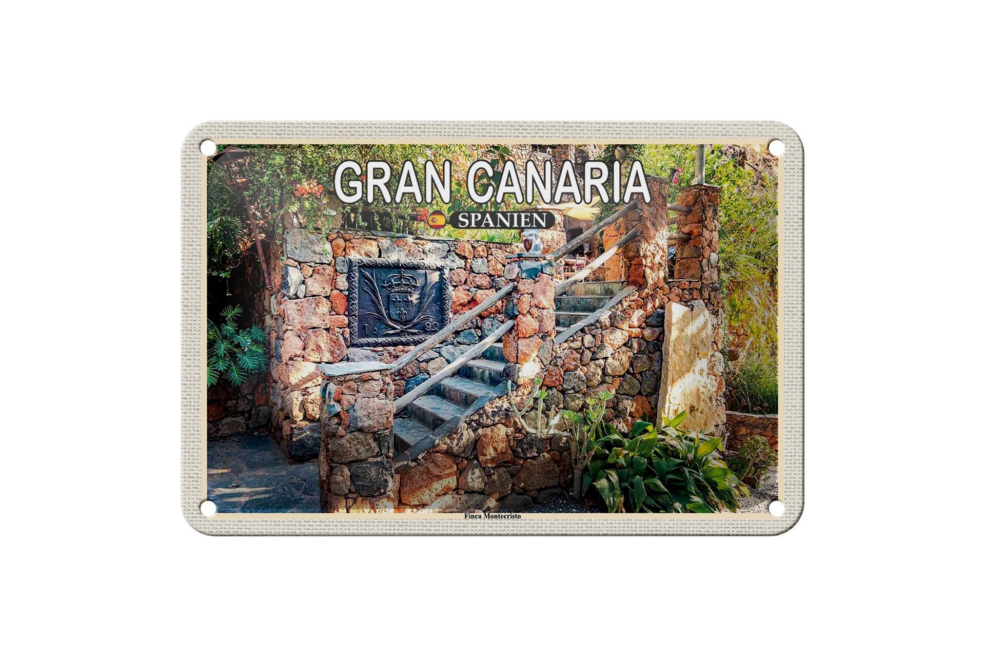 Cartel de chapa Viaje 18x12cm Gran Canaria España Finca Montecristo
