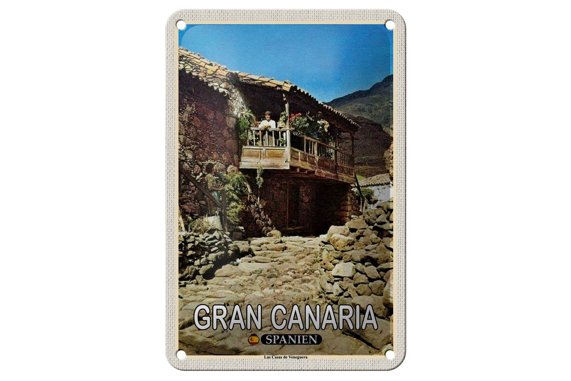 Cartel de chapa Viaje 12x18cm Gran Canaria España Las Casas Veneguera