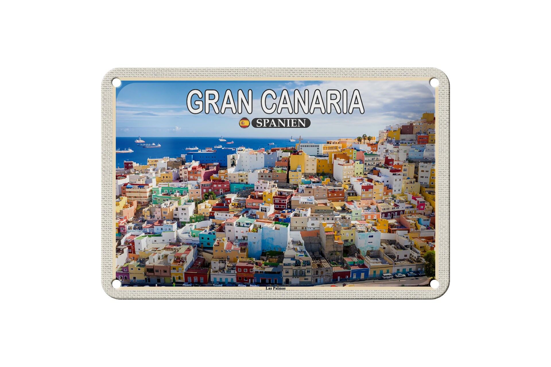Cartel de chapa de viaje, decoración de la ciudad de Gran Canaria, España, Las Palmas, 18x12cm