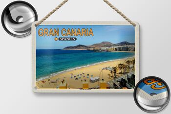 Panneau en étain voyage 18x12cm, Gran Canaria, espagne, Playa de las Canteras 2