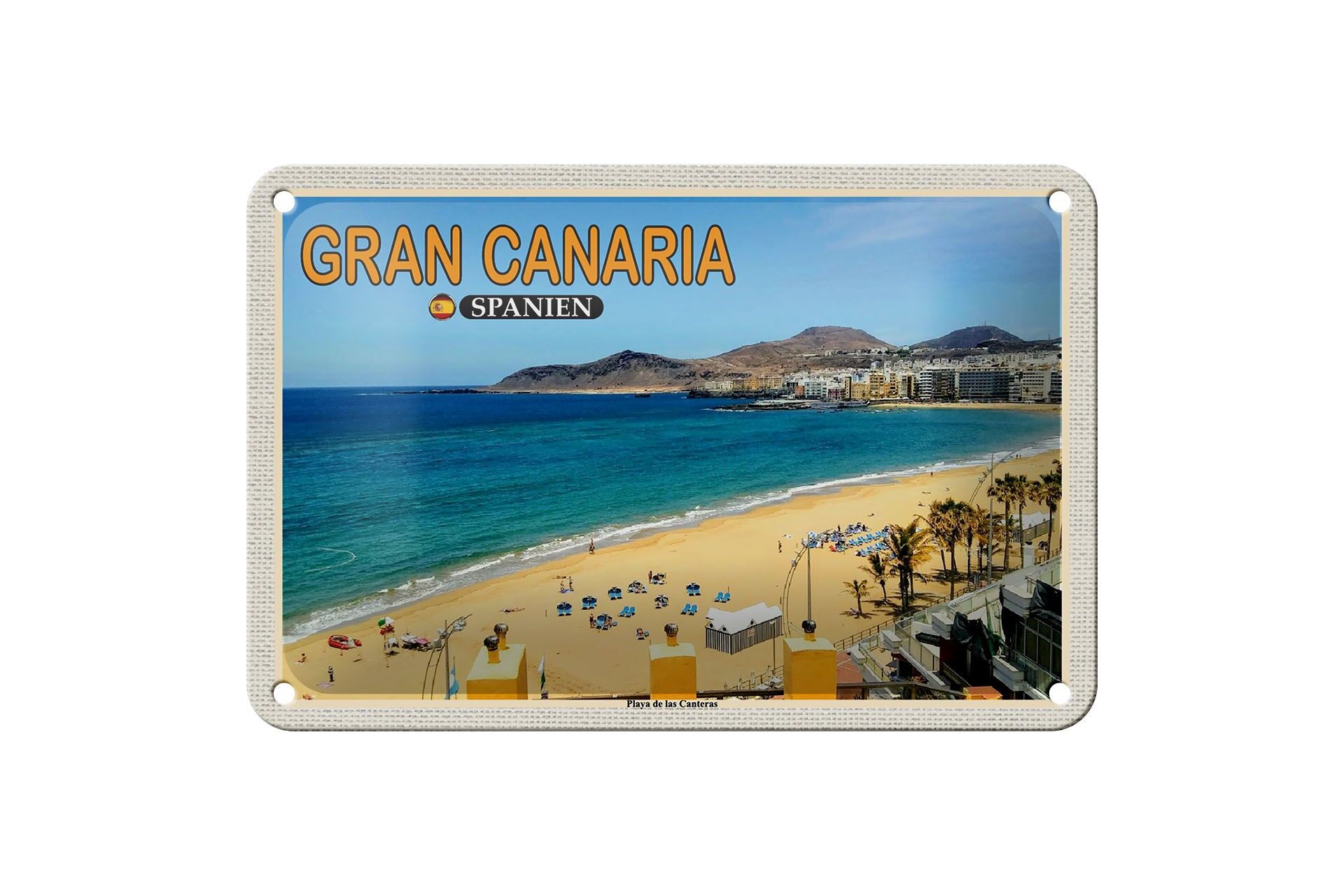 Cartel de chapa Viaje 18x12cm Gran Canaria España Playa de las Canteras