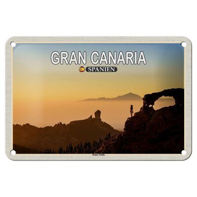 Targa in metallo da viaggio 18x12 cm Gran Canaria Spagna Roque Nublo Decorazione montagna