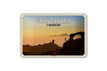 Panneau de voyage en étain, 18x12cm, Gran Canaria, espagne, Roque Nublo, décoration de montagne 1