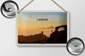 Panneau de voyage en étain, 18x12cm, Gran Canaria, espagne, Roque Nublo, décoration de montagne 2