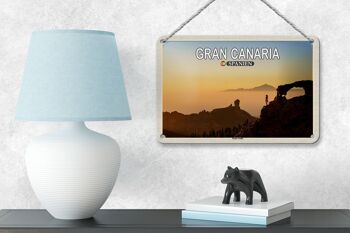 Panneau de voyage en étain, 18x12cm, Gran Canaria, espagne, Roque Nublo, décoration de montagne 4
