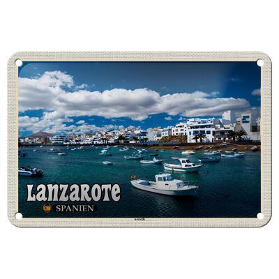 Cartel de chapa Travel 18x12cm Lanzarote España Arrecife Ciudad Mar