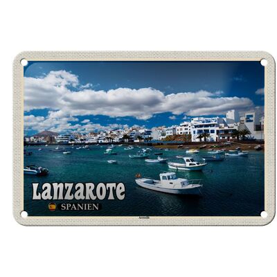 Blechschild Reise 18x12cm Lanzarote Spanien Arrecife Stadt Meer