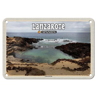 Targa in metallo da viaggio 18x12 cm Lanzarote Spagna Charco del Palo Posizione