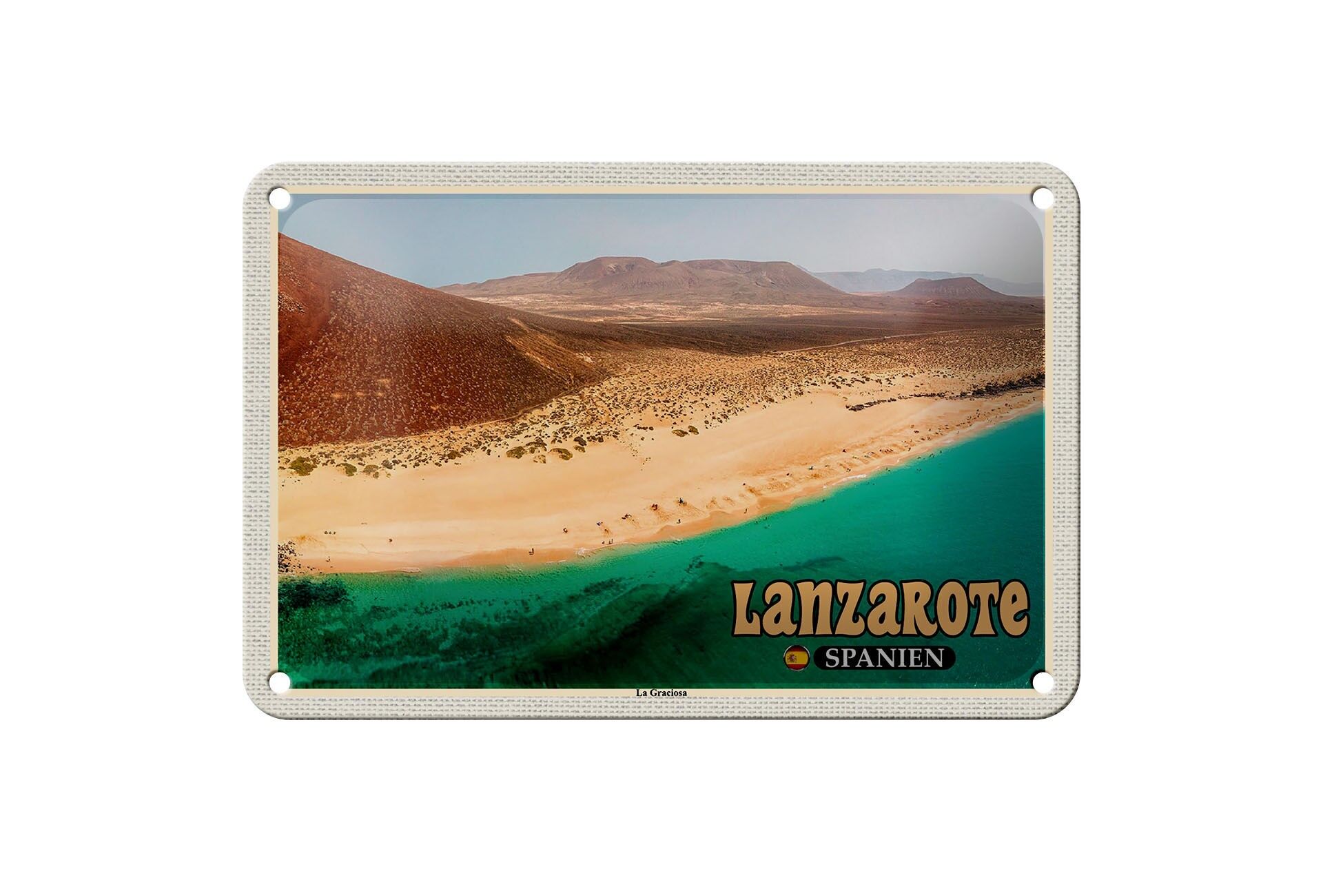 Blechschild Reise 18x12cm Lanzarote Spanien La Graciosa Insel Deko
