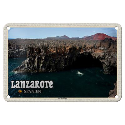 Blechschild Reise 18x12cm Lanzarote Spanien Los Hervideros Küste