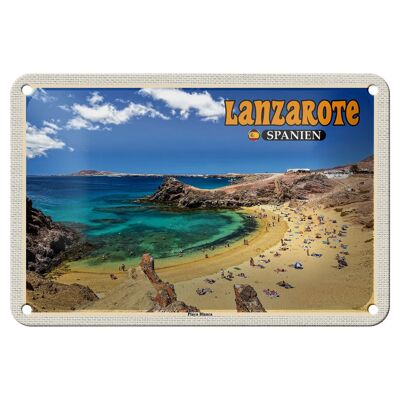 Targa in metallo da viaggio 18x12 cm Lanzarote Spagna Playa Blanca Spiaggia Mare