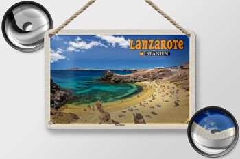 Signe en étain voyage 18x12cm, Lanzarote espagne Playa Blanca plage mer 2