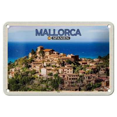 Cartel de chapa de viaje 18x12cm Mallorca España Deià Sea Small Town