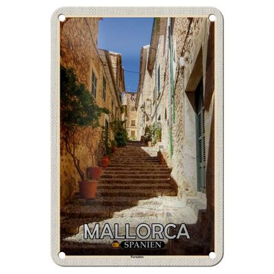 Cartel de chapa de viaje, 12x18cm, Mallorca, España, Fornaluts, cartel de escaleras