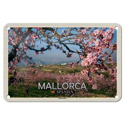 Cartel de chapa de viaje, 18x12cm, Mallorca, España, cartel decorativo de flores de almendro