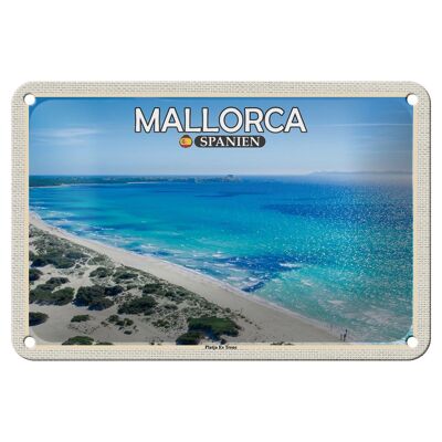Cartel de chapa Travel 18x12cm Mallorca España Platja Es Trenc Mar