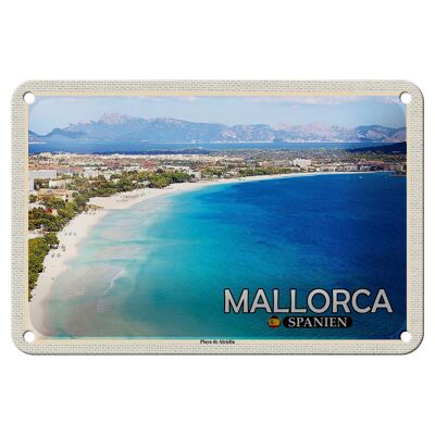 Cartel de chapa Viaje 18x12cm Mallorca España Playa de Alcúdia Playa