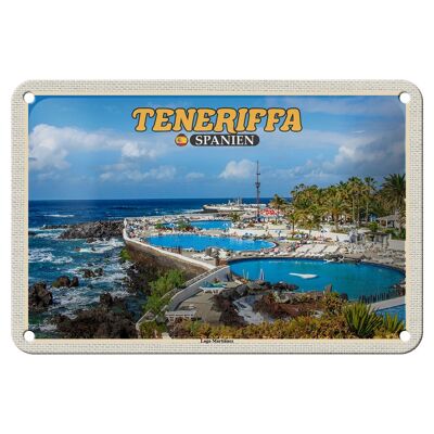 Targa in metallo da viaggio 18x12 cm Tenerife Spagna Piscina all'aperto Lago Martiánez