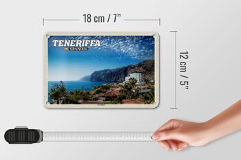 Panneau en étain voyage 18x12cm Tenerife Espagne Falaises de Los Gigantes 5