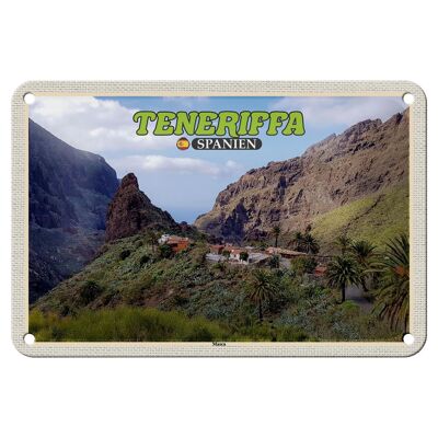 Cartel de chapa de viaje 18x12cm Tenerife España Masca Mountain Village Mountains