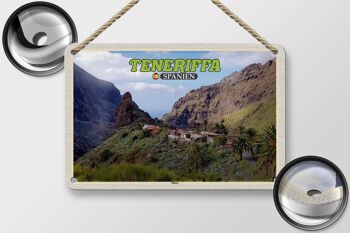 Panneau de voyage en étain, 18x12cm, Tenerife, espagne, Masca, Village de montagne, montagnes 2