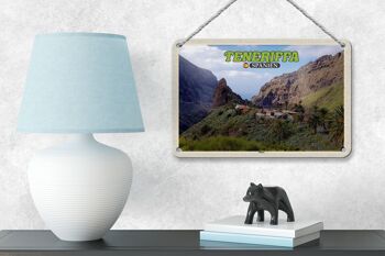 Panneau de voyage en étain, 18x12cm, Tenerife, espagne, Masca, Village de montagne, montagnes 4