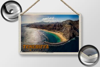 Panneau en étain voyage 18x12cm Tenerife Espagne Playa de Las Teresitas 2