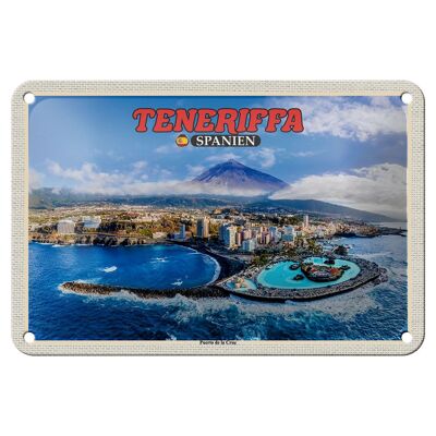 Cartel de chapa Travel 18x12cm Tenerife España Puerto de la Cruz Montaña