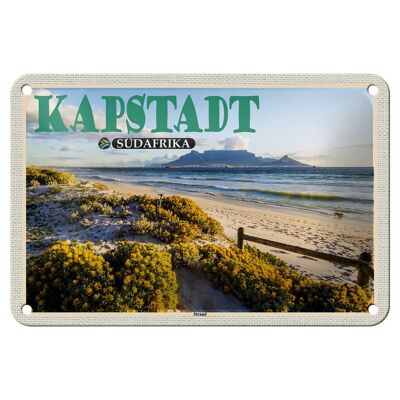 Blechschild Reise 18x12cm Kapstadt Südafrika Strand Meer Berge