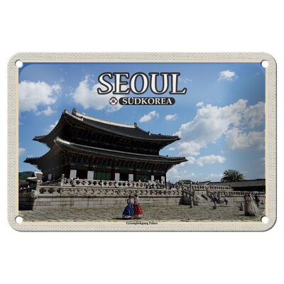 Targa in metallo da viaggio 18x12 cm Decorazione del palazzo Gyeongbokgung di Seoul, Corea del Sud