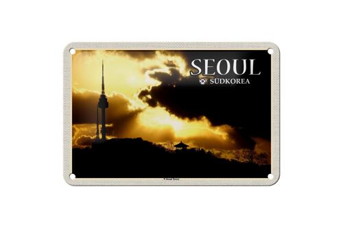 Blechschild Reise 18x12cm Seoul Südkorea N Seoul Tower Fernsehturm