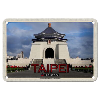 Cartel de chapa de viaje 18x12cm Taipei Taiwán Nacional Chiang-Kai-shek