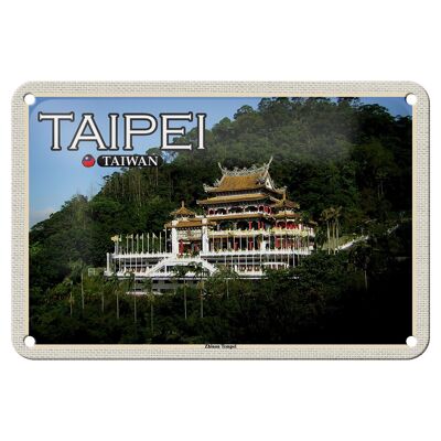 Tin Sign Travel 18x12cm Taipei Taiwan Zhinan Temple Decorative Sign